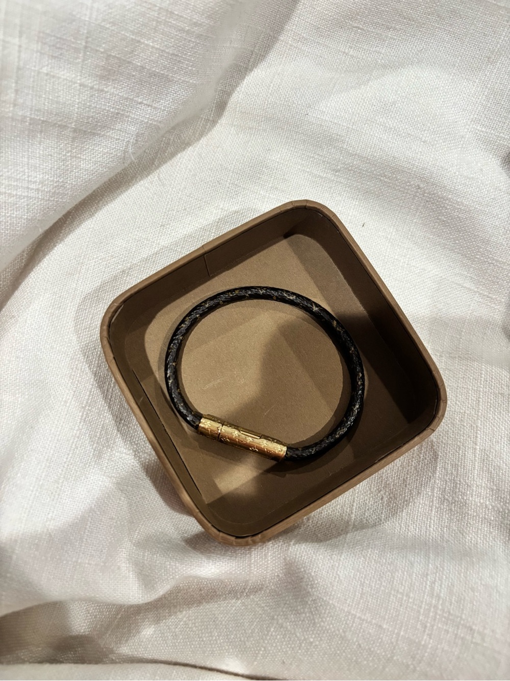 Louis Vuitton Leather Bracelet with Gold Clasp